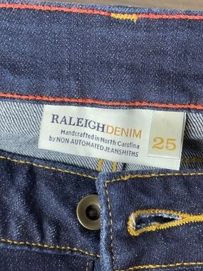 Raleigh Denim Workshop Straight Leg White Oak Cone Denim Raw Jeans Size 25 Women